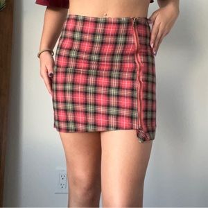 pink and green plaid mini skirt